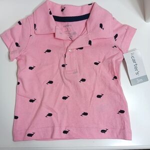 Carter's Baby Boy Summer Polo Whale Shirt 3 Months NEW